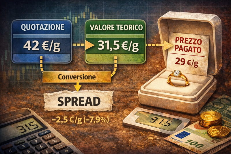 Esempio di calcolo: da quotazione a valore teorico e prezzo pagato