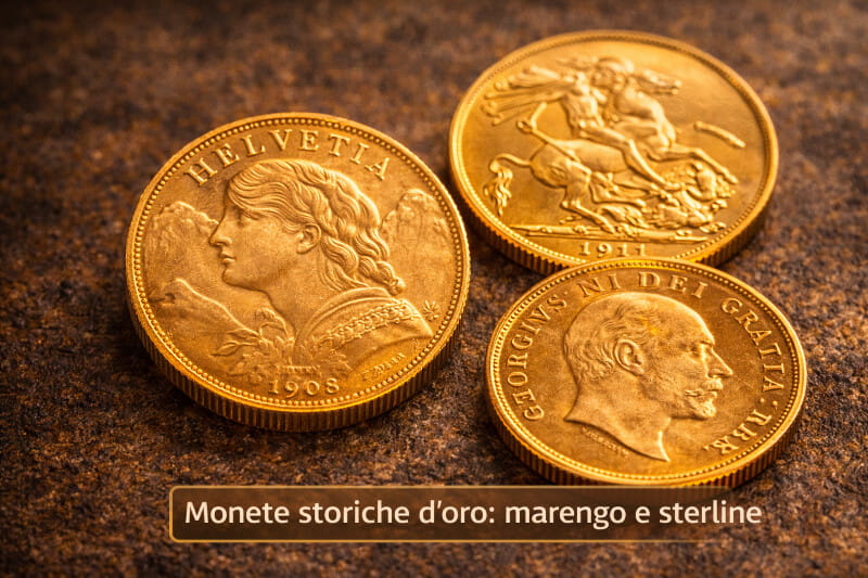 Monete d’oro storiche: marengo e sterline a confronto