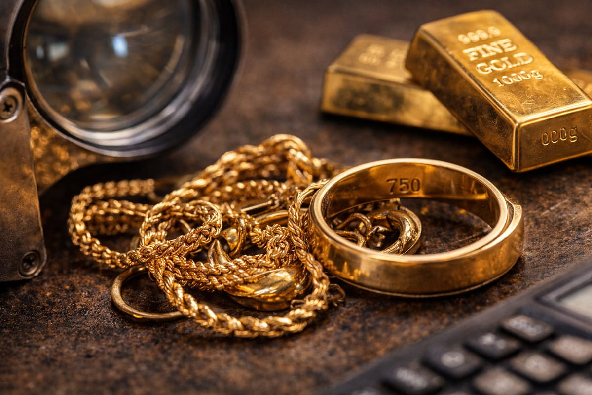 Oro 18 carati con punzone 750 e confronto con oro puro