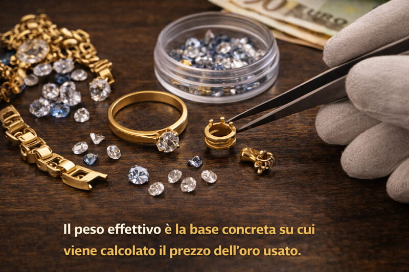 Parti non in oro escluse dal calcolo del prezzo