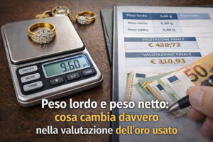 Peso lordo e peso netto nella valutazione dell’oro usato su bilancia di precisione