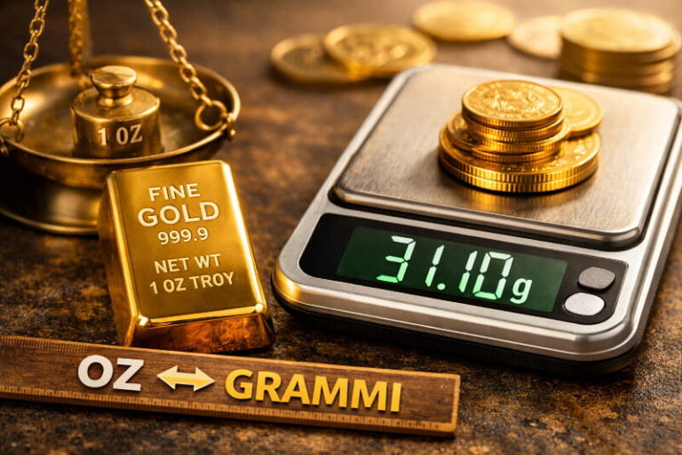 Quanti grammi sono un’oncia: conversione oncia troy in grammi per l’oro da investimento
