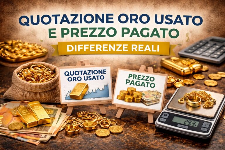 Quotazione oro usato e prezzo pagato: differenze reali nella valutazione
