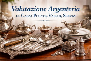 Copertina guida alla valutazione dell’argenteria usata: posate, vassoi e servizi in argento