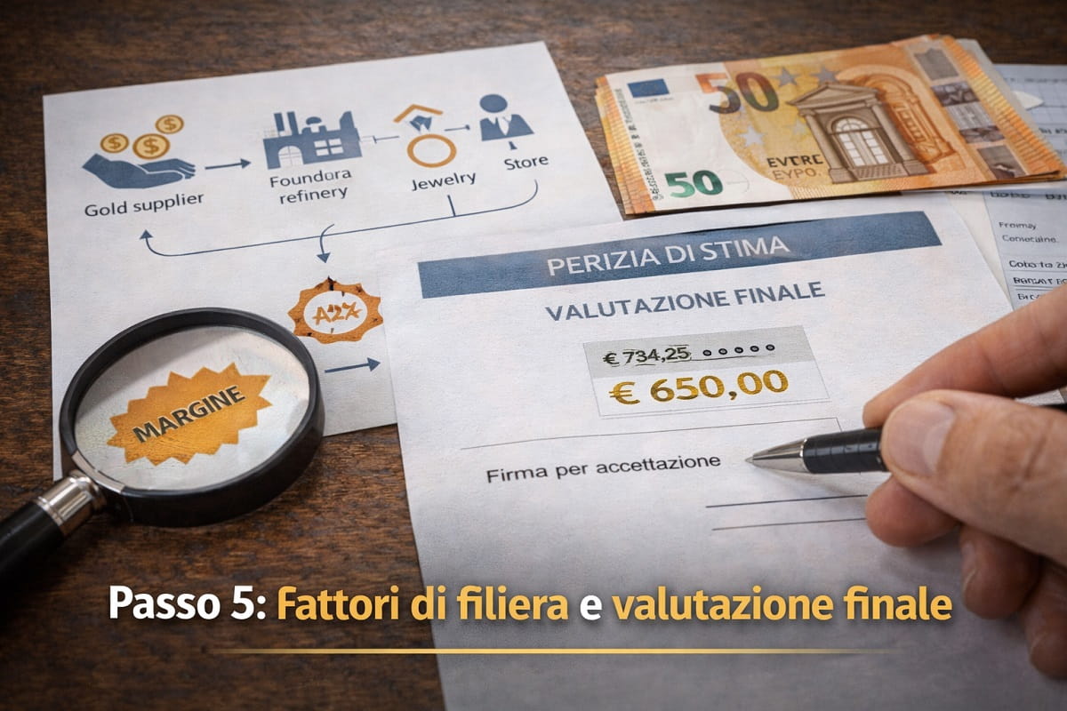 Passo 6: fattori di filiera che incidono sulla valutazione finale dell’oro usato
