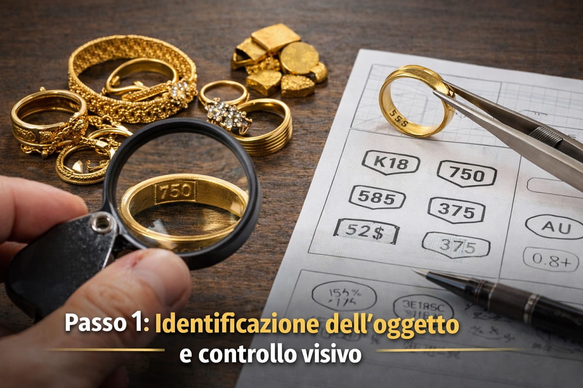 Passo 1: identificazione dell’oggetto e controllo visivo nella valutazione dell’oro usato