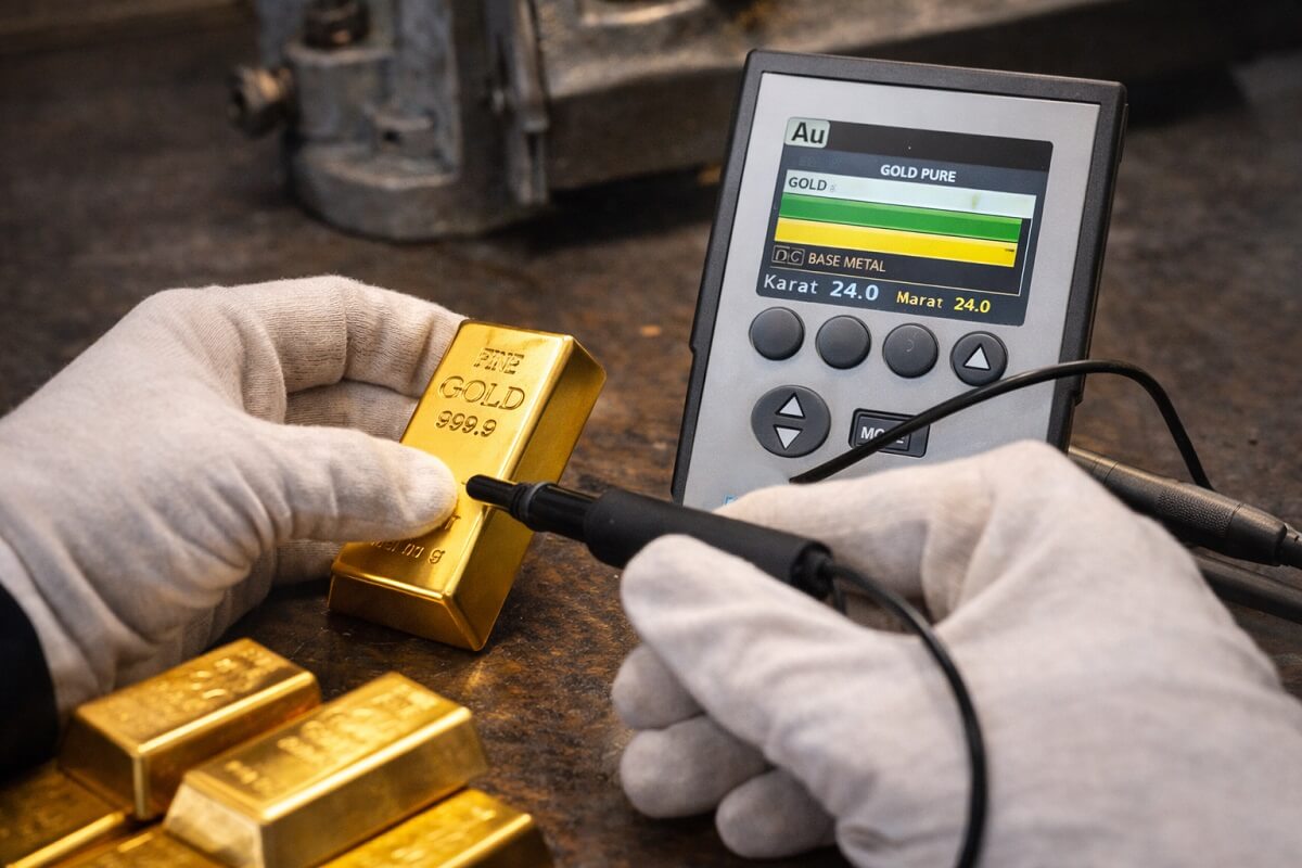 Test dell'oro con strumento per analisi della purezza
